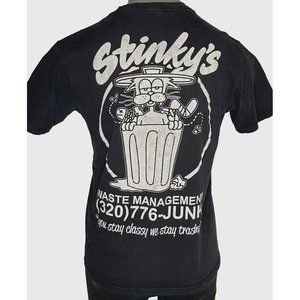 Mens sz M Graphic Skater Stinky's Waste Management Black Shirt A-Lab Cotton